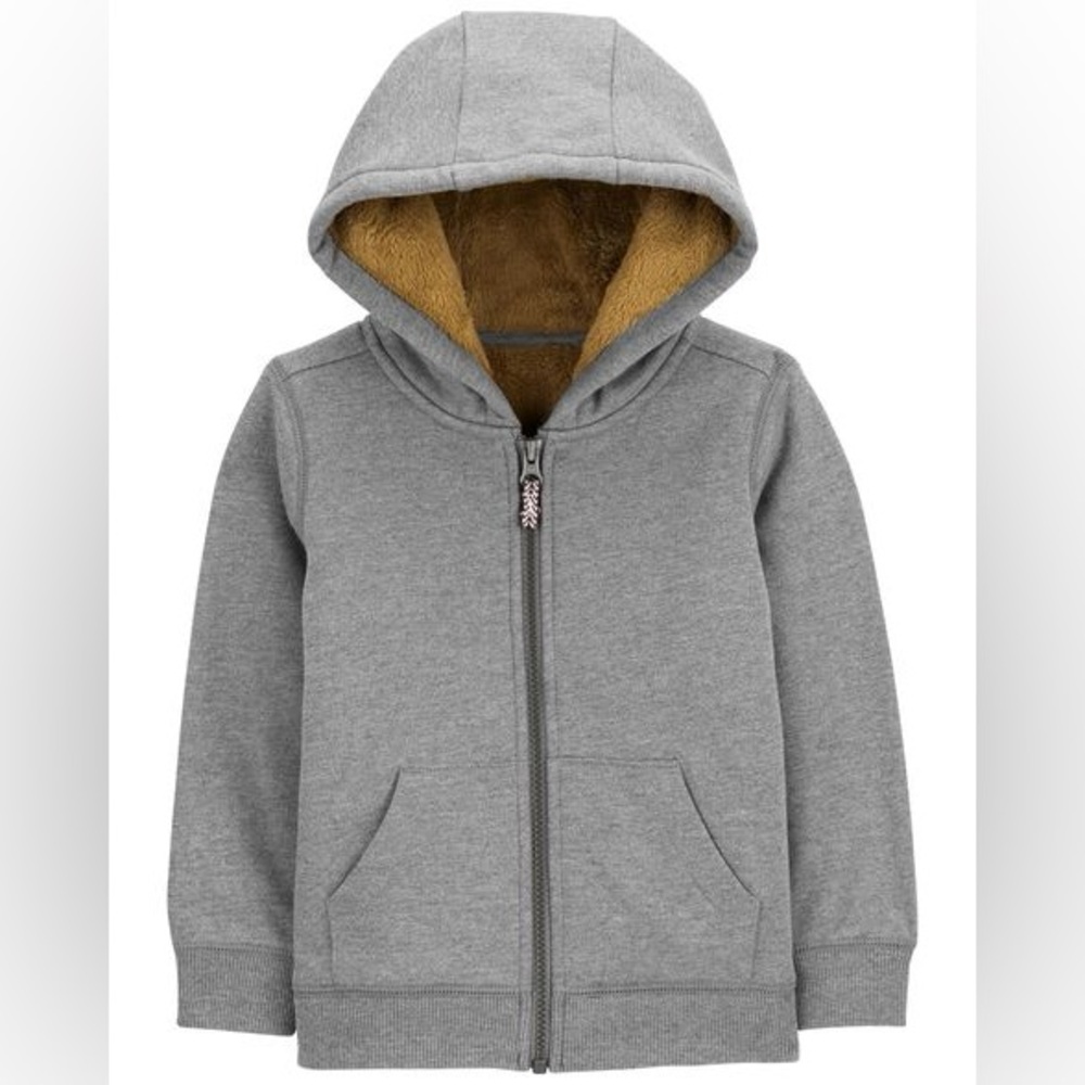 Carter’s Toddler Gray Zip-Up Hoodie Jacket With Faux Fur Lining 2T
